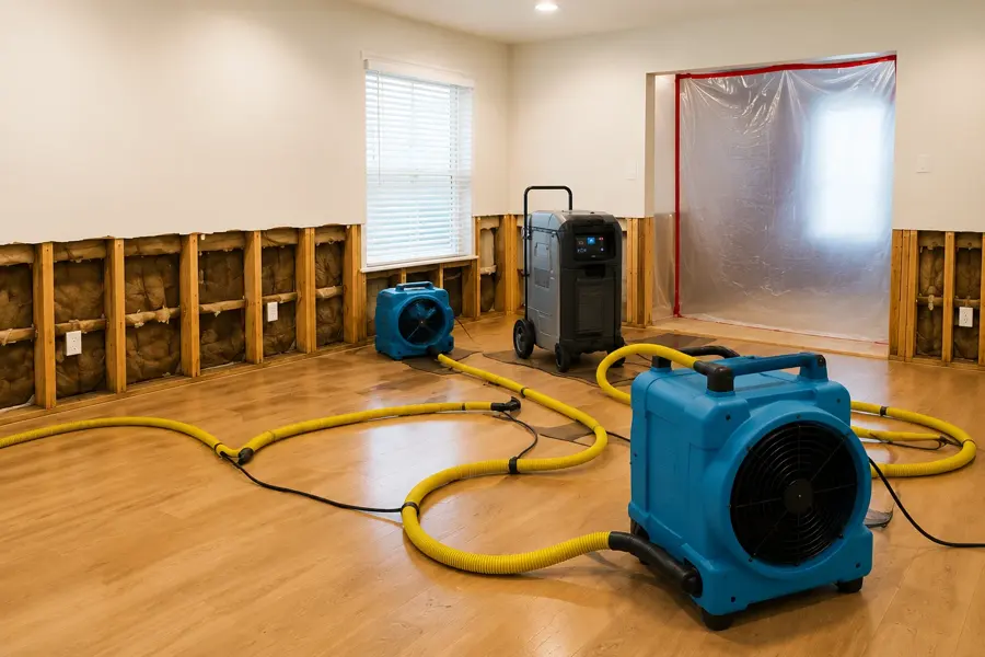 A Bedford, TX home with drying equipment set up